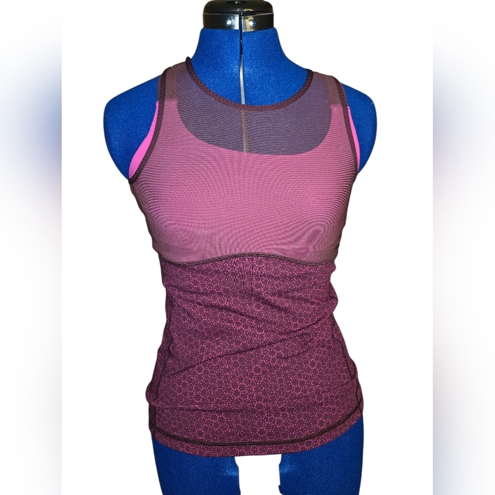 Lululemon Pink and Purple Mesh Tank Top Work Out Gym Tank